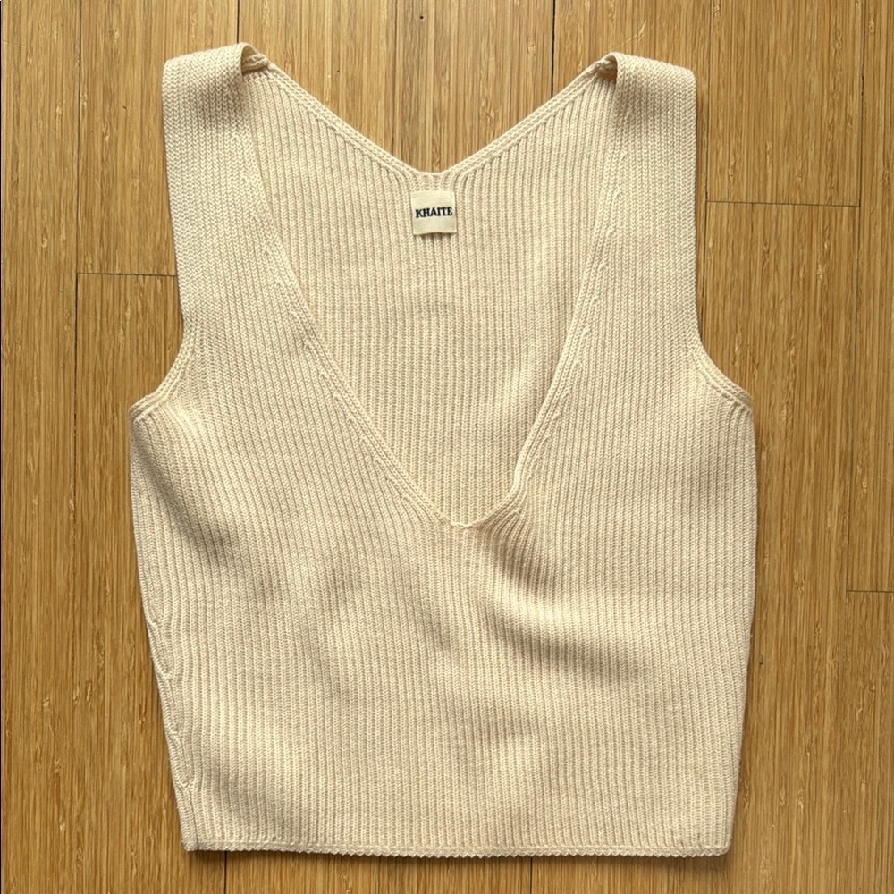 Khaite Cream Ribbed Knit Women's Top